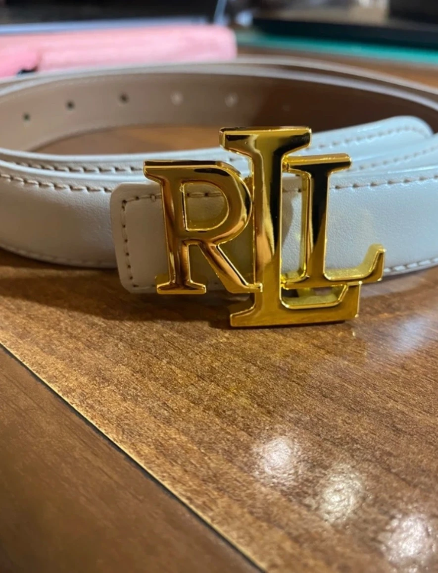 ceinture crème ralph lauren avec plaque dorée magnifique – photo 4
